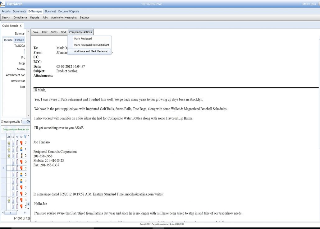 Patrina supervisory message review interface